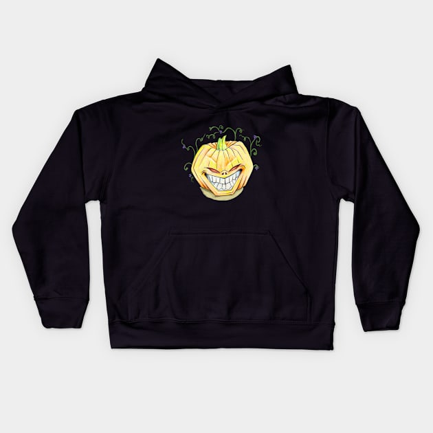 Evil pumpkin halloween Kids Hoodie by Torrika